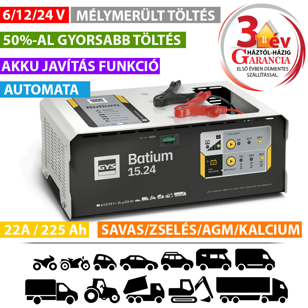GYS BATIUM 15/24 automata akkumulátor töltő termék fő termékképe